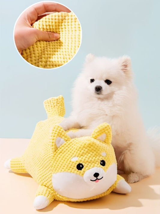 Squeaky polyester plush interactive pet toy for dogs and cats