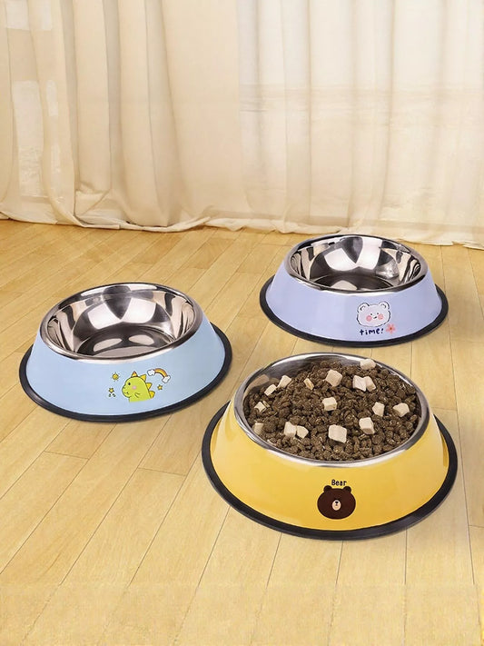 Durable stainless steel pet food and water bowl for dogs and cats