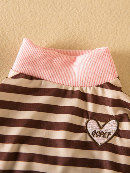 Striped Heart Patch Pet T-Shirt – Soft Stretch Polyester Top for Dogs & Cats – view 6