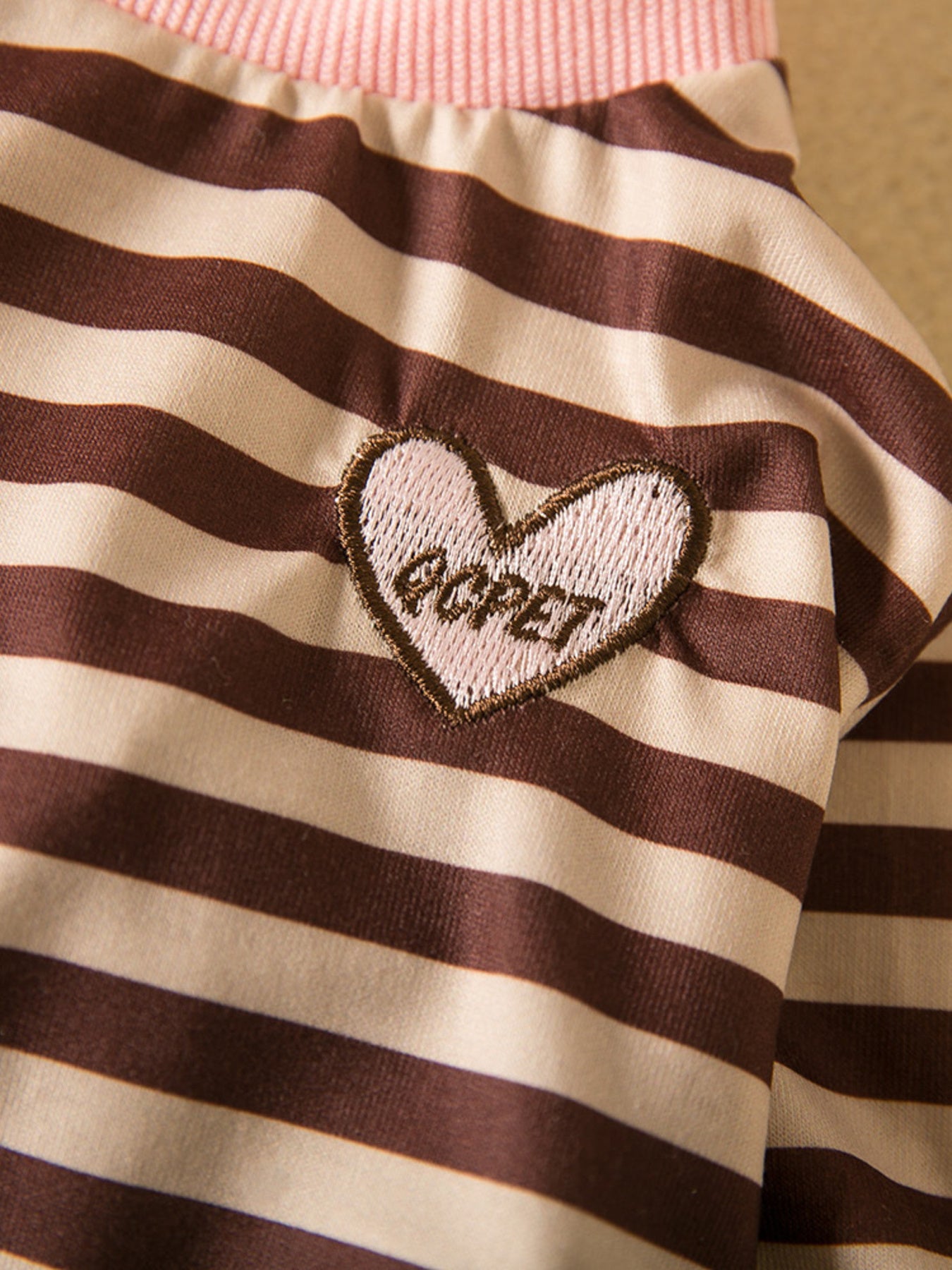 Striped Heart Patch Pet T-Shirt – Soft Stretch Polyester Top for Dogs & Cats – view 8