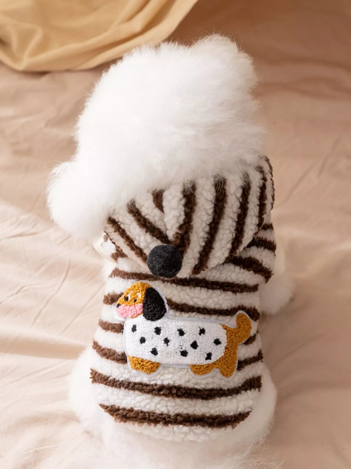 Striped Hooded Plush Pet Sweater – Cozy Hoodie for Dogs & Cats, XS–2XL – view 14
