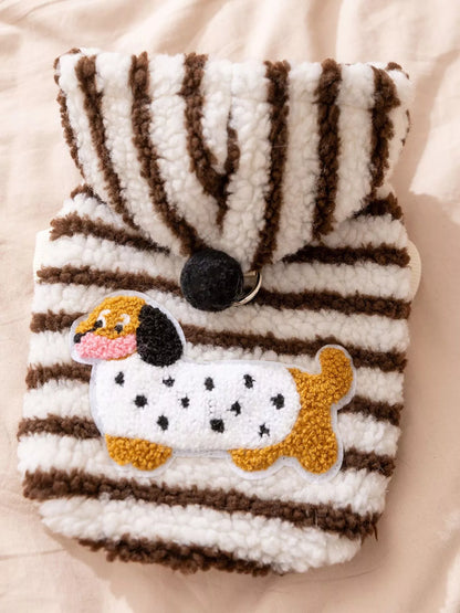 Striped Hooded Plush Pet Sweater – Cozy Hoodie for Dogs & Cats, XS–2XL – view 16