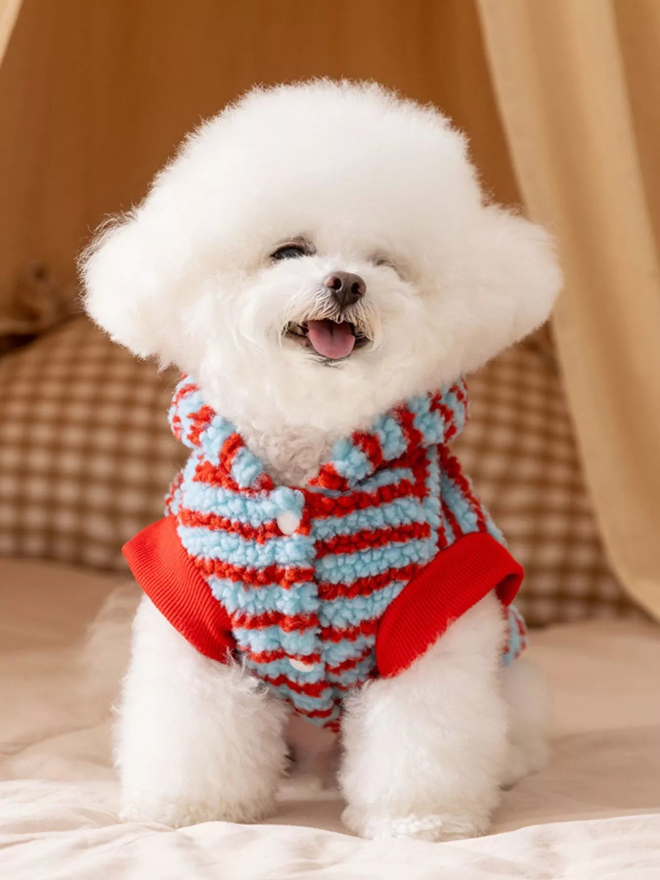Striped Hooded Plush Pet Sweater – Cozy Hoodie for Dogs & Cats, XS–2XL – view 2