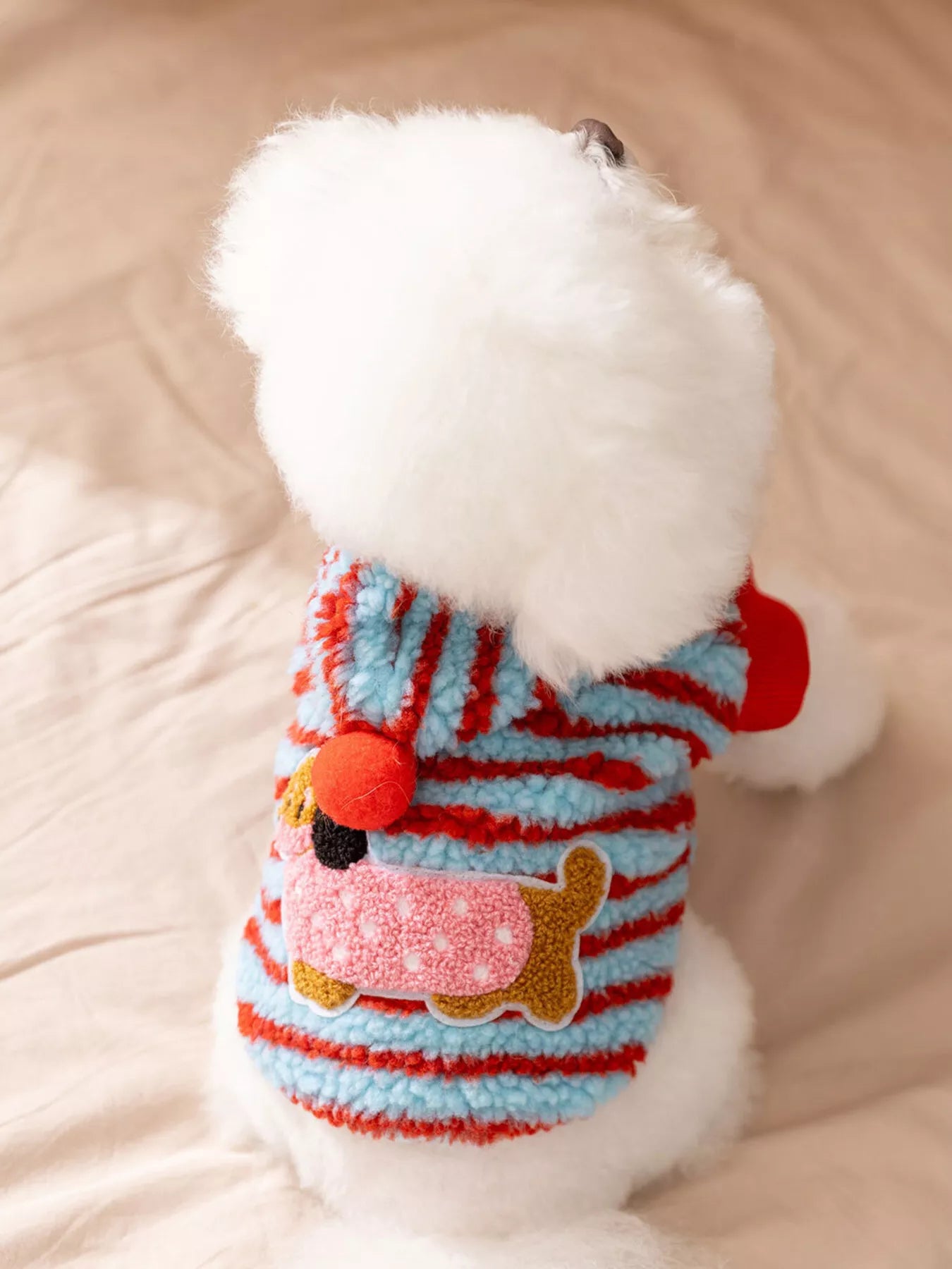 Striped Hooded Plush Pet Sweater – Cozy Hoodie for Dogs & Cats, XS–2XL – view 4