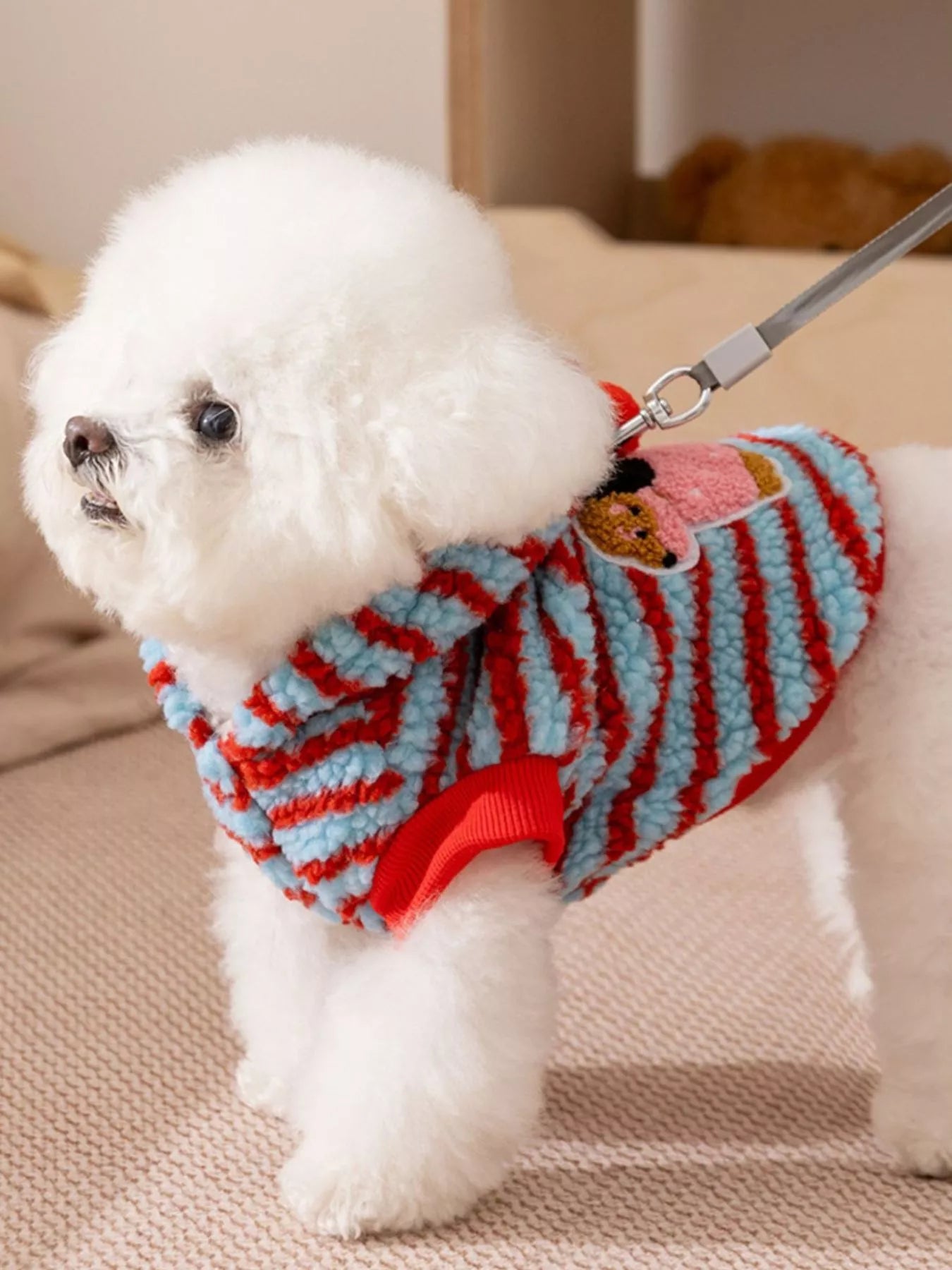 Striped Hooded Plush Pet Sweater – Cozy Hoodie for Dogs & Cats, XS–2XL – view 5