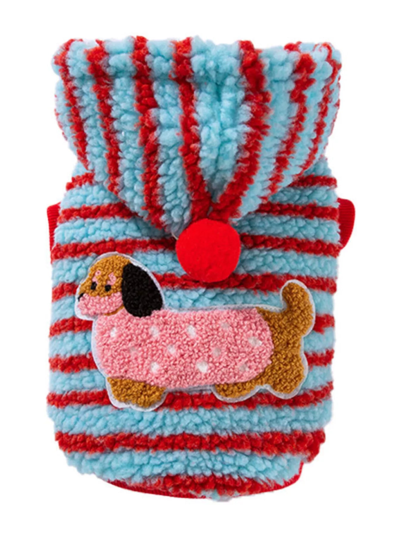 Striped Hooded Plush Pet Sweater – Cozy Hoodie for Dogs & Cats, XS–2XL – view 9