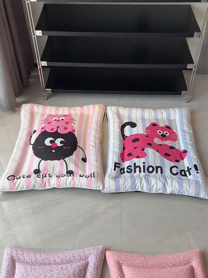 Striped Lightweight Polyester Pet Mat & Bed – Flat Cushion Bed for Cats & Dogs, L & XL – view 6