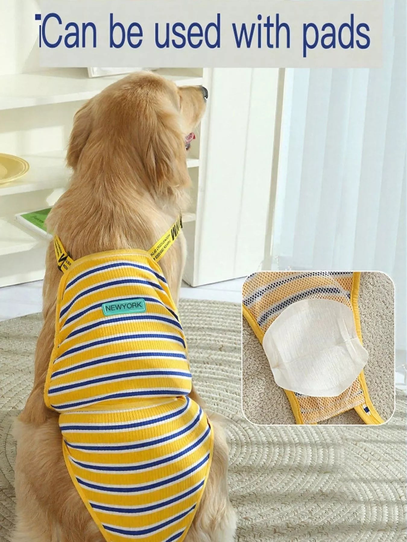 Striped Physiological Pet Sanitary Suit – Reusable Menstrual Wrap for Female Dogs – view 2
