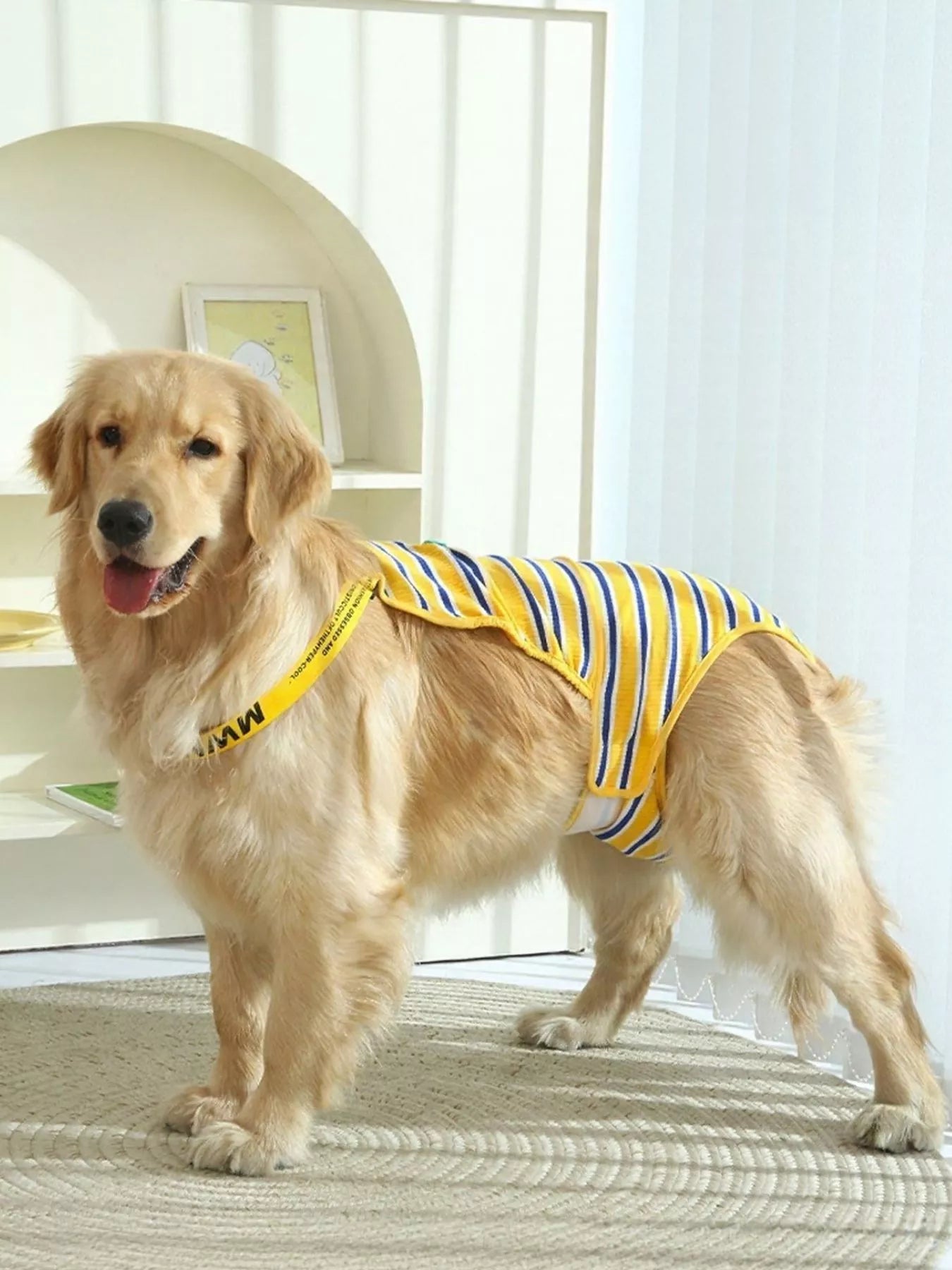 Striped reusable pet sanitary suit, washable menstrual wrap for female dogs