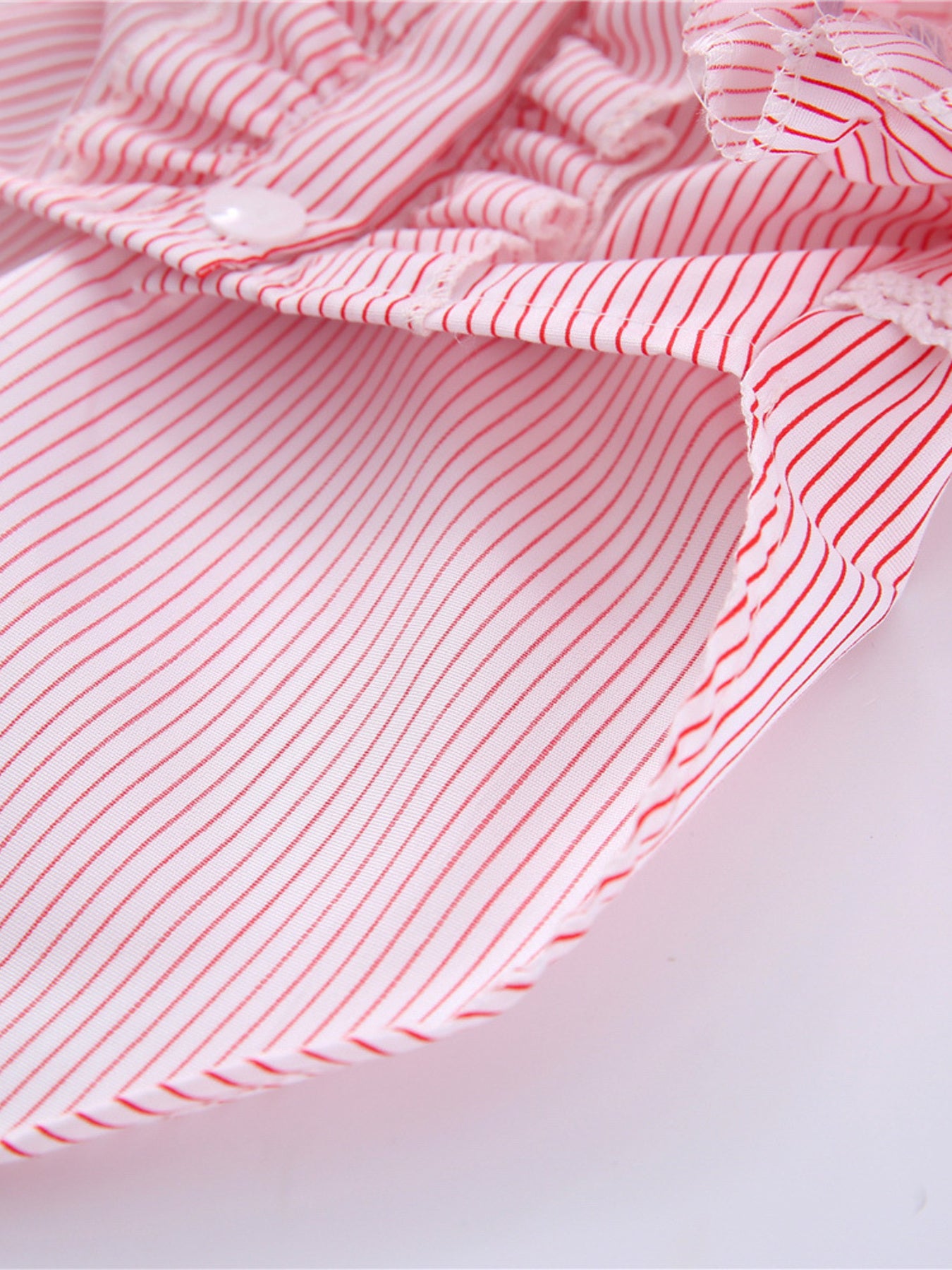 Striped Ruffle Bow Pet Top – Button-Close Polyester Shirt for Dogs & Cats – view 4