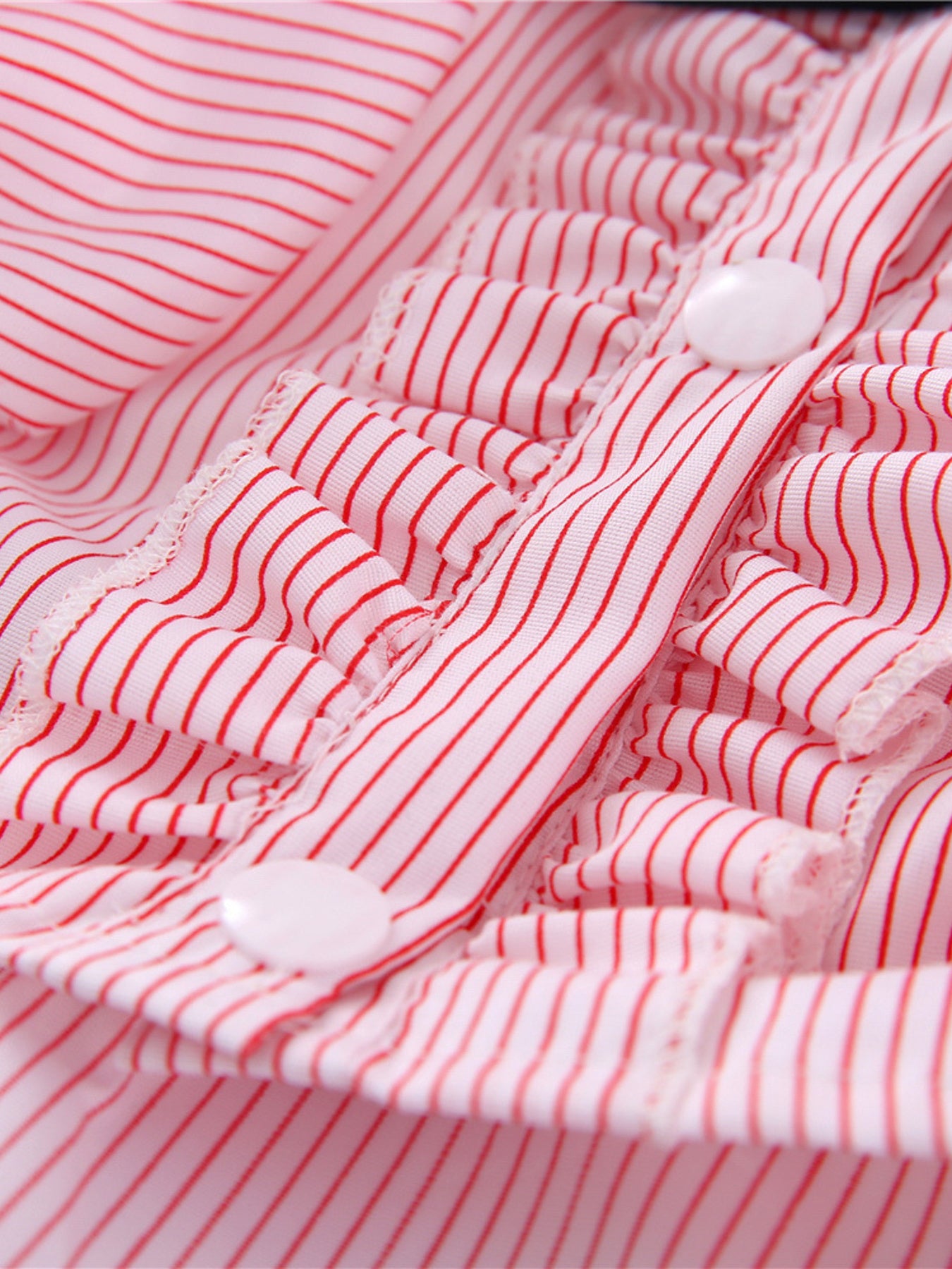 Striped Ruffle Bow Pet Top – Button-Close Polyester Shirt for Dogs & Cats – view 7