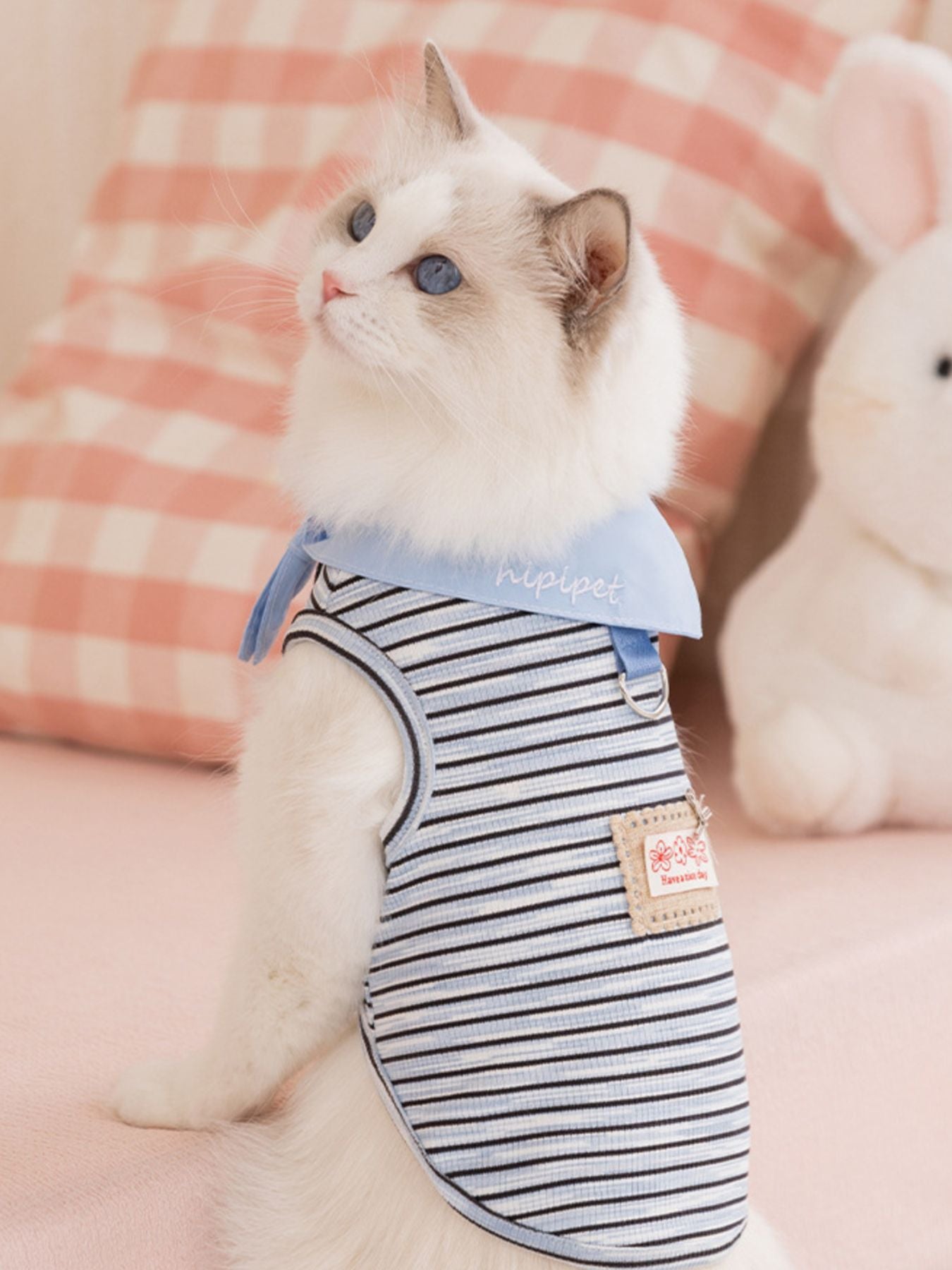 Striped Tied Pet Top – Stretch Casual Shirt for Small Dogs & Cats – view 10