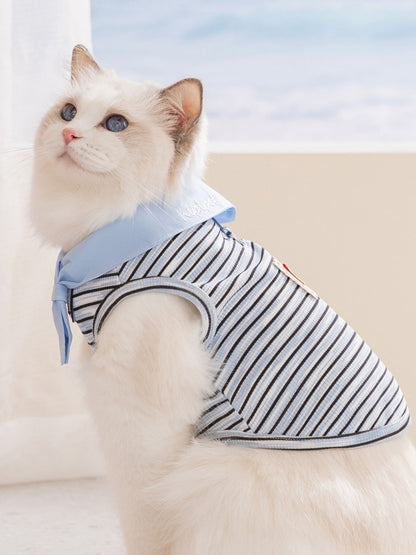 Striped Tied Pet Top – Stretch Casual Shirt for Small Dogs & Cats – view 11