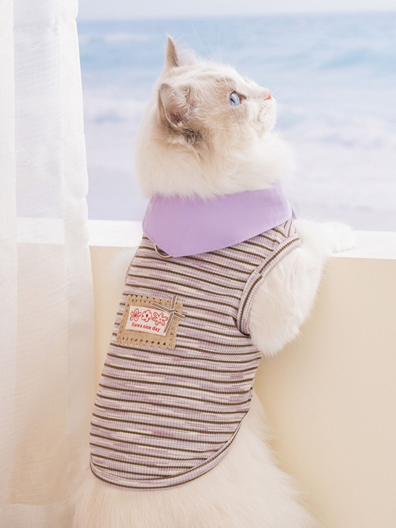 Striped Tied Pet Top – Stretch Casual Shirt for Small Dogs & Cats – view 3