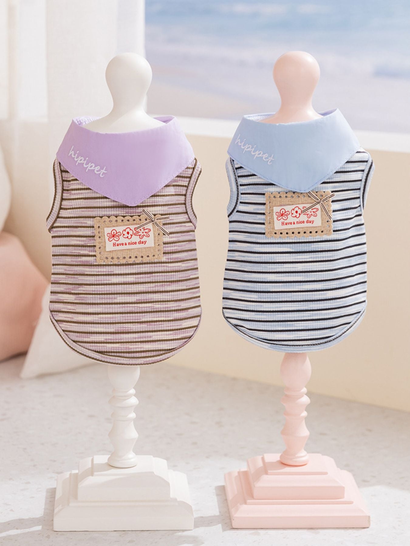 Striped Tied Pet Top – Stretch Casual Shirt for Small Dogs & Cats – view 5