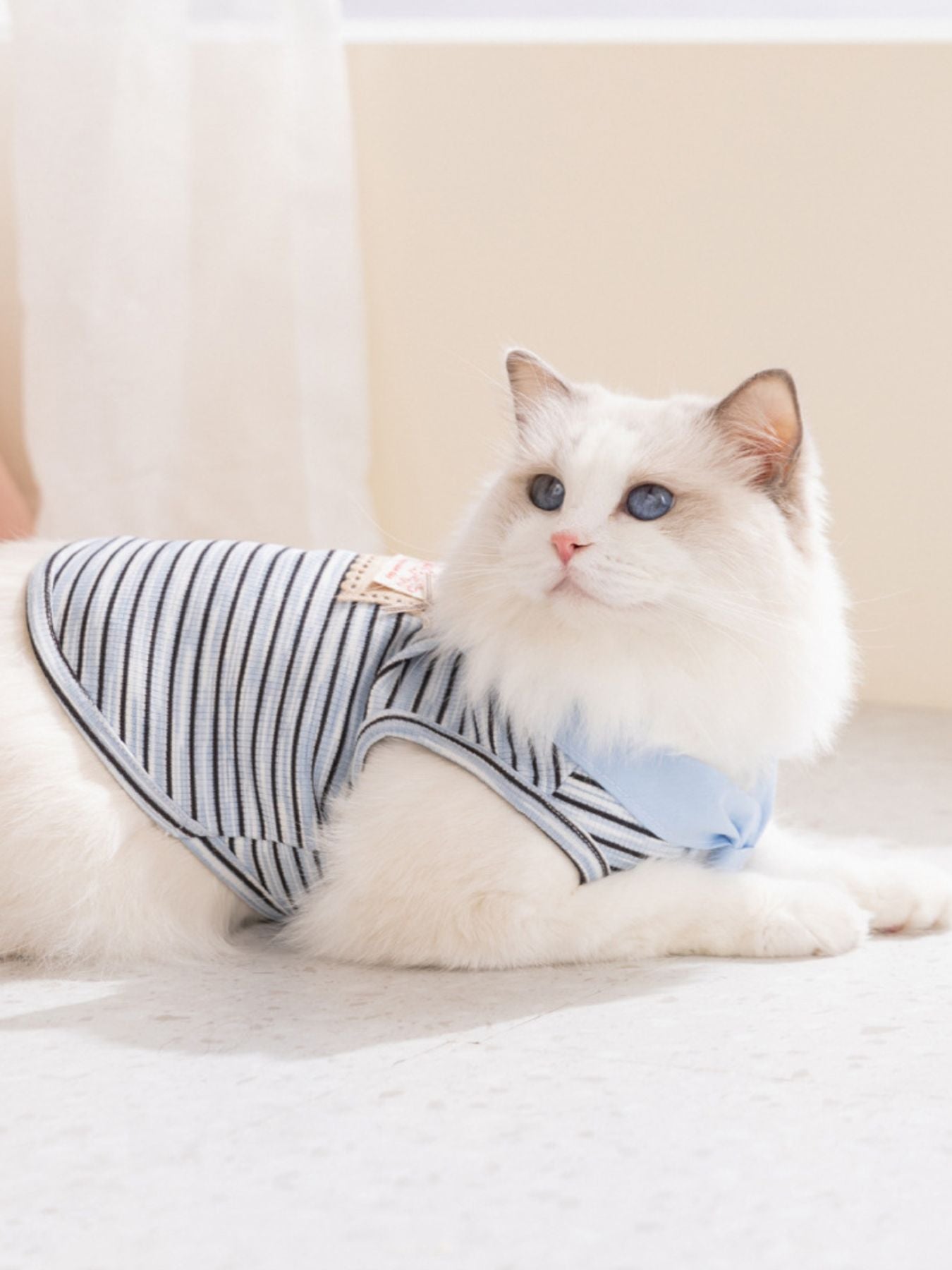 Striped Tied Pet Top – Stretch Casual Shirt for Small Dogs & Cats – view 7