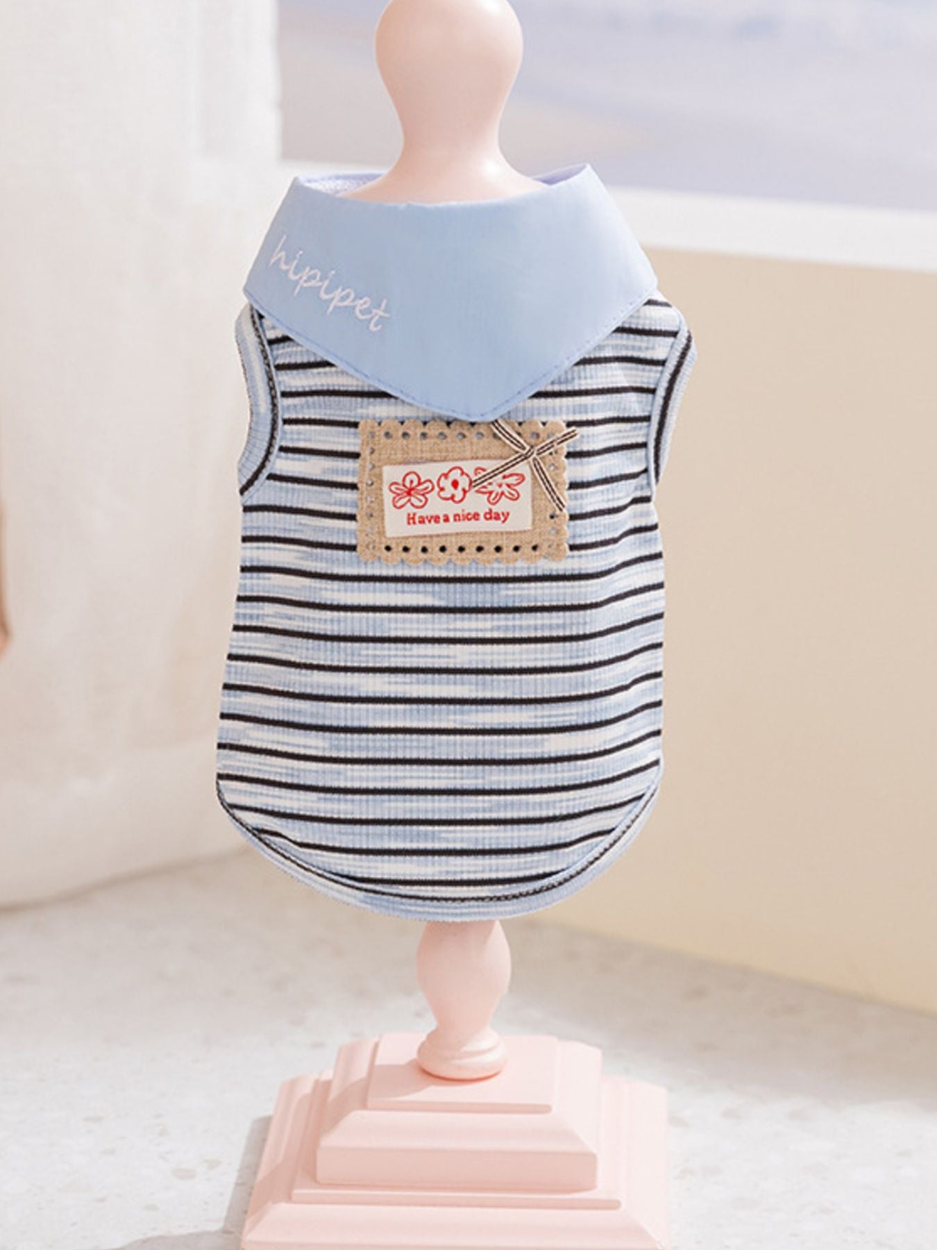 Striped Tied Pet Top – Stretch Casual Shirt for Small Dogs & Cats – view 8