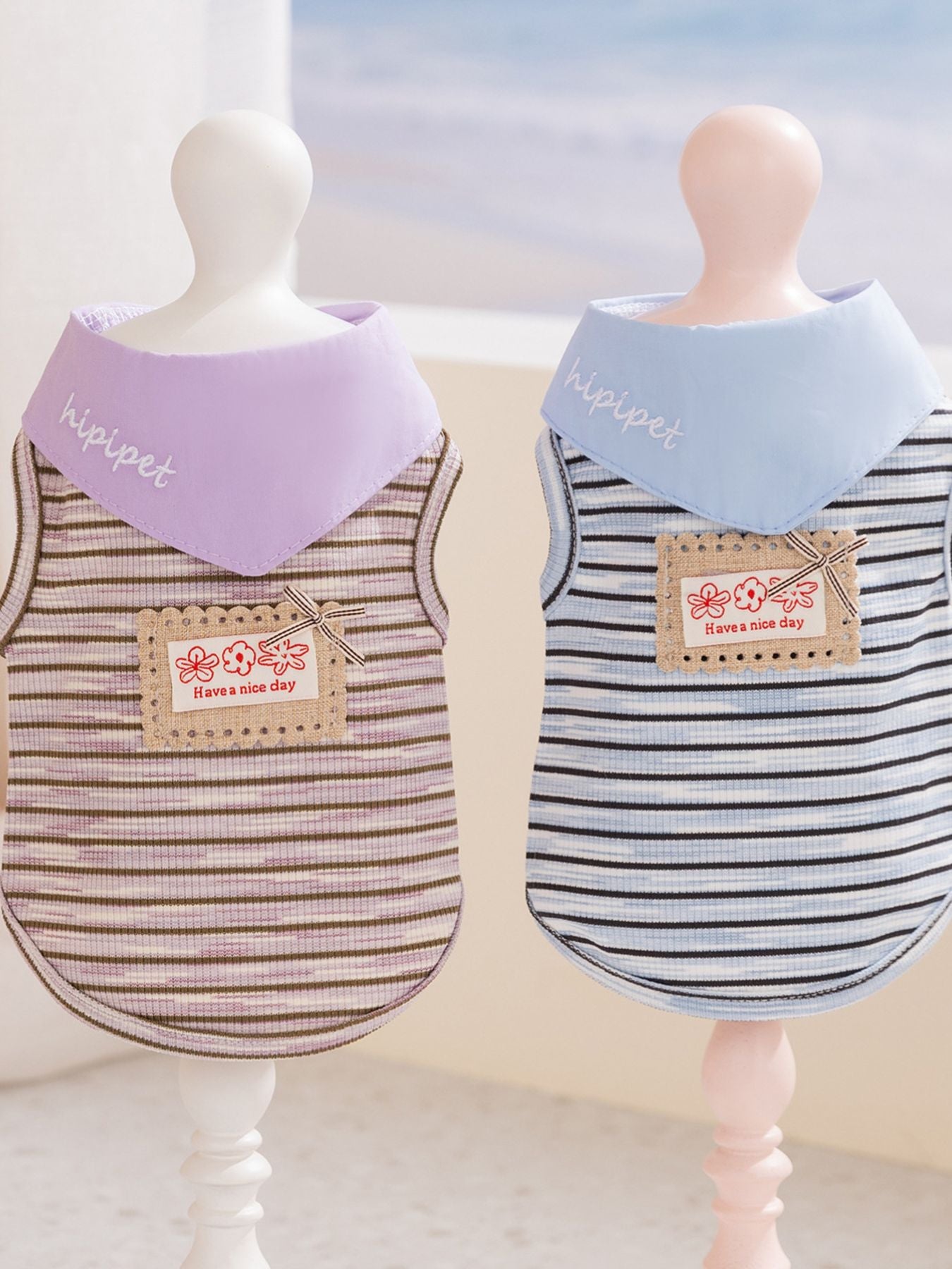 Striped Tied Pet Top – Stretch Casual Shirt for Small Dogs & Cats – view 9