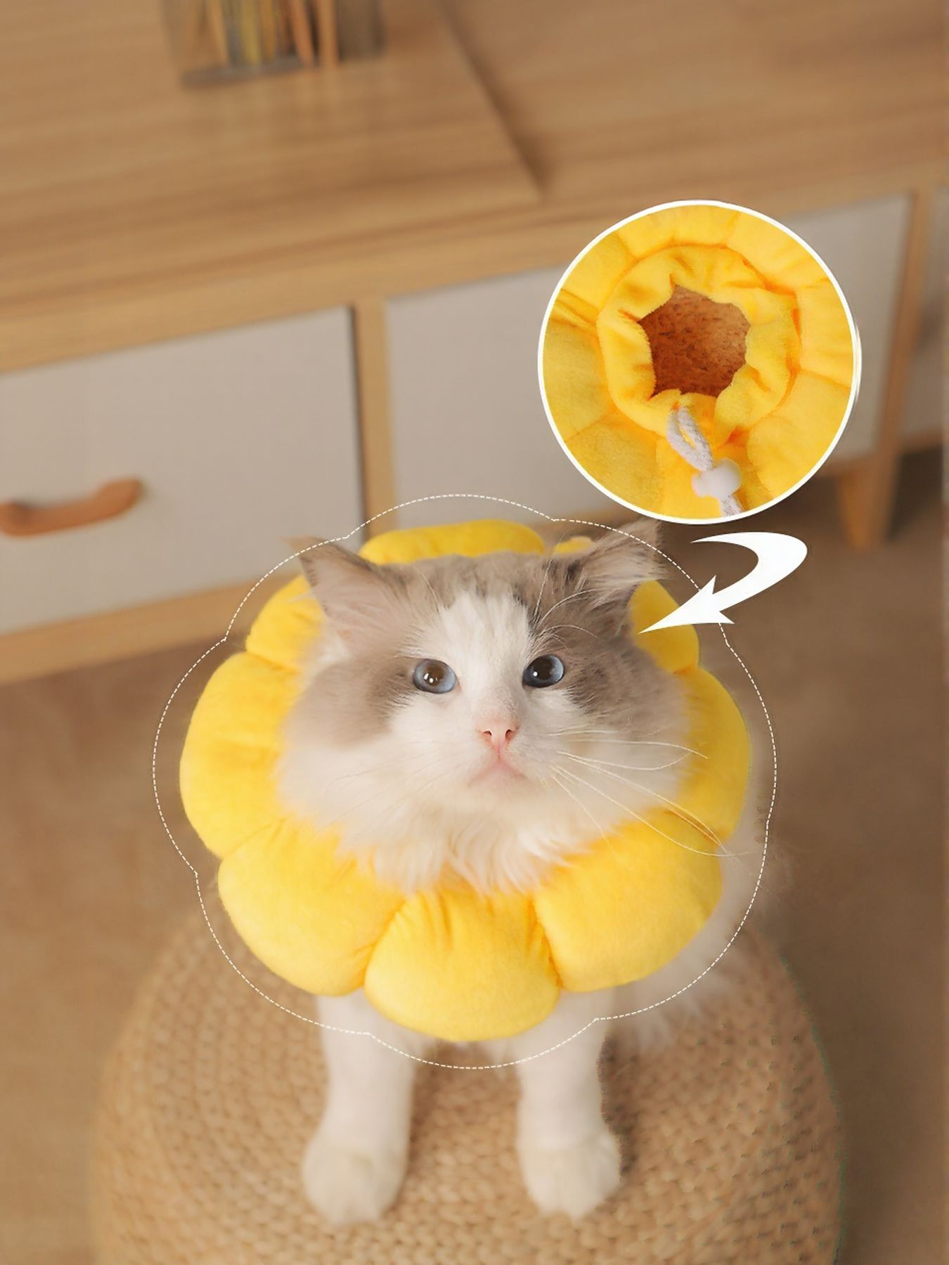 Sunflower Soft Recovery Pet Collar – Polyester Anti-Lick Collar for Dogs & Cats – view 2
