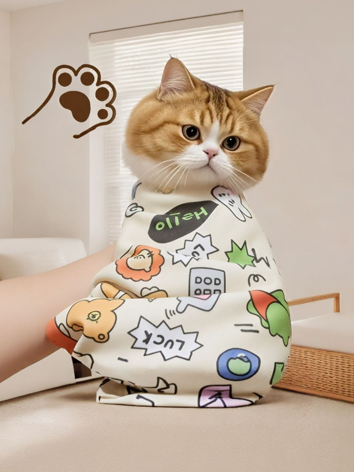 Super Absorbent Cartoon Print Pet Bath Towel – Polyester Drying Towel for Dogs & Cats – view 2