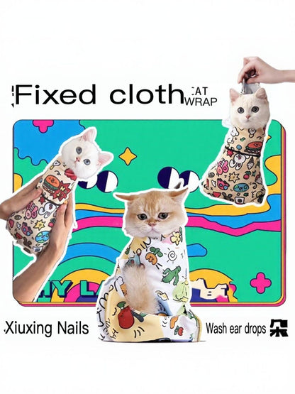 Super Absorbent Cartoon Print Pet Bath Towel – Polyester Drying Towel for Dogs & Cats – view 3