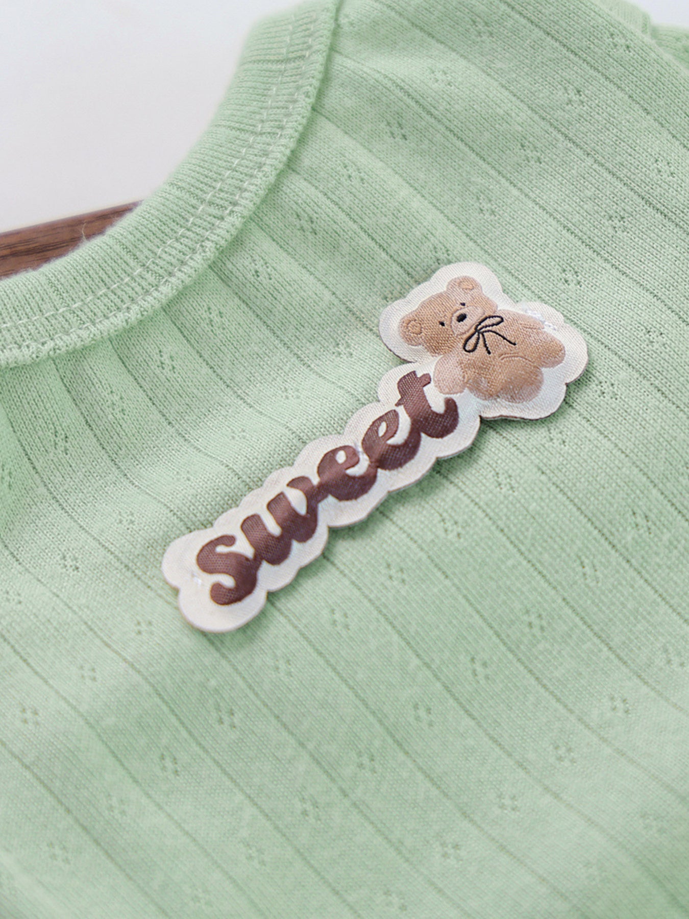 Sweet Bear Patch Ribbed Pet Top – Bow & Frill Stretch Shirt for Dogs & Cats – view 23
