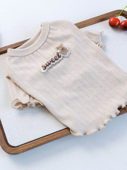 Sweet Bear Patch Ribbed Pet Top – Bow & Frill Stretch Shirt for Dogs & Cats – view 25