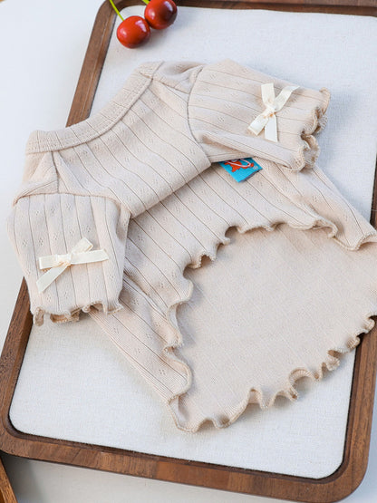 Sweet Bear Patch Ribbed Pet Top – Bow & Frill Stretch Shirt for Dogs & Cats – view 26