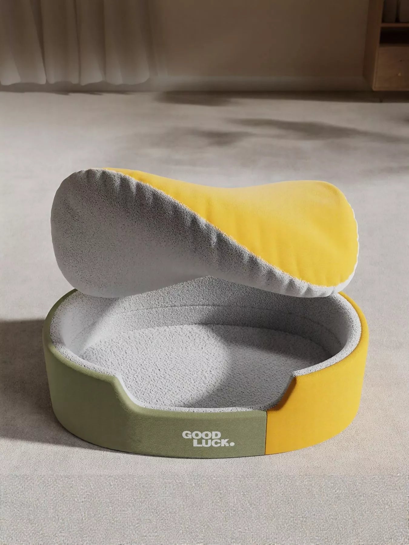 Thickened Oval Two-Tone Plush Pet Nest Bed – view 3