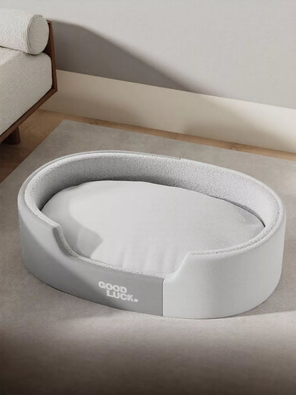 Thickened Oval Two-Tone Plush Pet Nest Bed – view 4