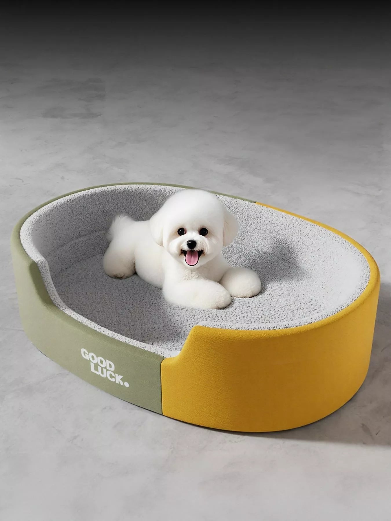 Thickened Oval Two-Tone Plush Pet Nest Bed – view 5