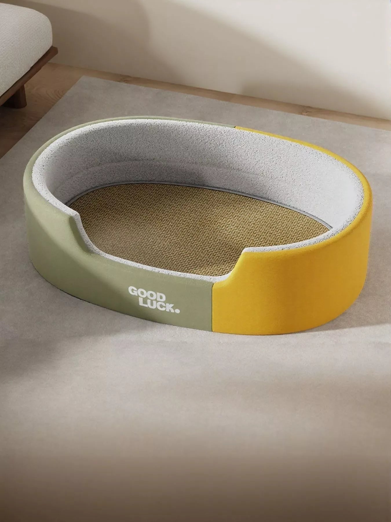 Thickened Oval Two-Tone Plush Pet Nest Bed – view 7