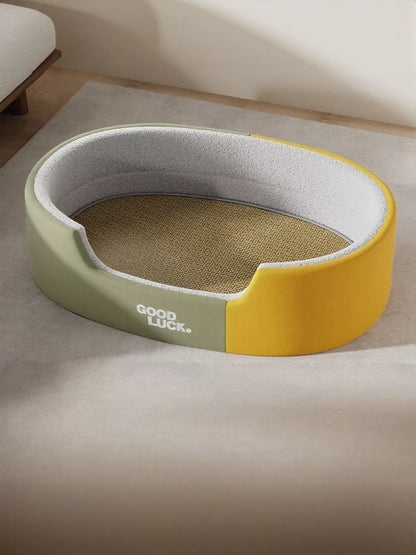 Thickened Oval Two-Tone Plush Pet Nest Bed – view 7
