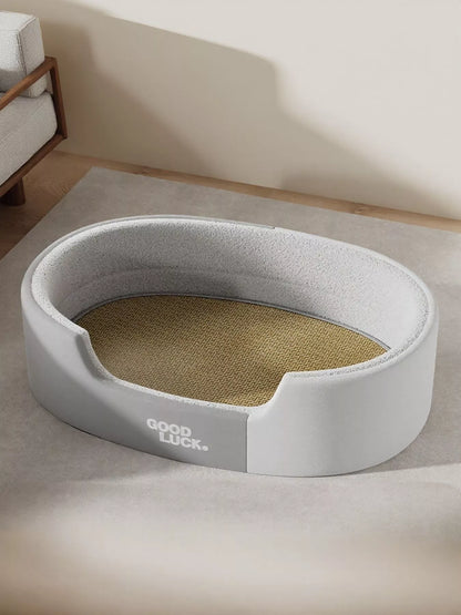 Thickened Oval Two-Tone Plush Pet Nest Bed – view 8