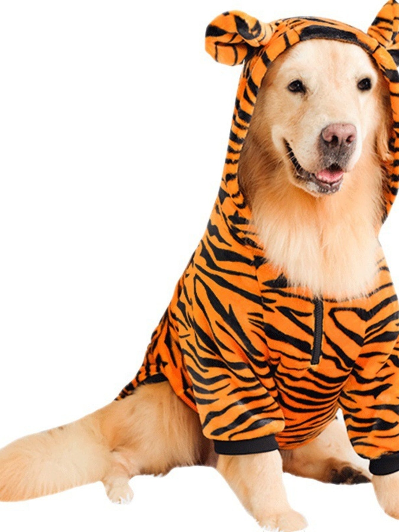 Tiger Ear Zip-Up Pet Hoodie – Novelty Costume Hoodie for Large Dogs – view 3