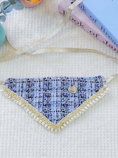 Triangle Tweed Lace Pet Scarf – Classic Neck Accessory for Dogs & Cats – view 15