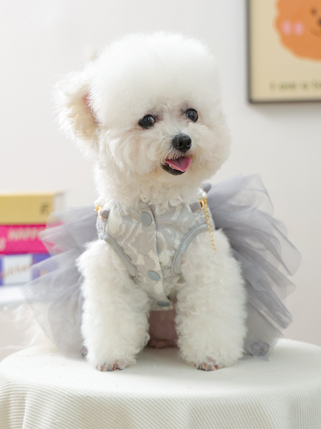Tulle Lace Bow Pet Dress – Elegant Party Dress for Dogs & Cats – view 3