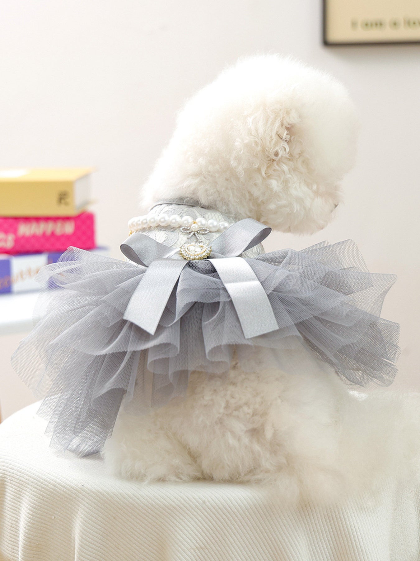 Tulle Lace Bow Pet Dress – Elegant Party Dress for Dogs & Cats – view 4