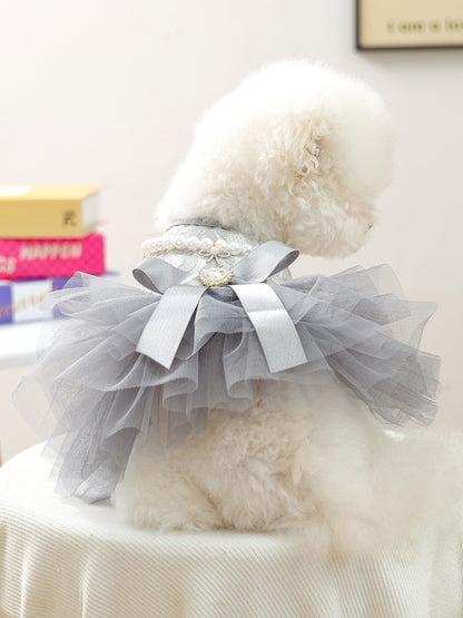 Tulle Lace Bow Pet Dress – Elegant Party Dress for Dogs & Cats – view 4