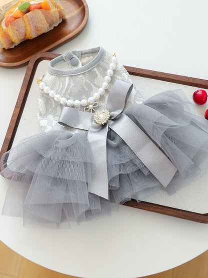 Tulle Lace Bow Pet Dress – Elegant Party Dress for Dogs & Cats – view 5