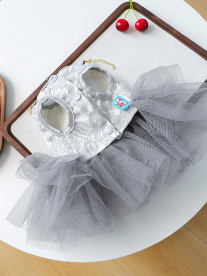 Tulle Lace Bow Pet Dress – Elegant Party Dress for Dogs & Cats – view 6