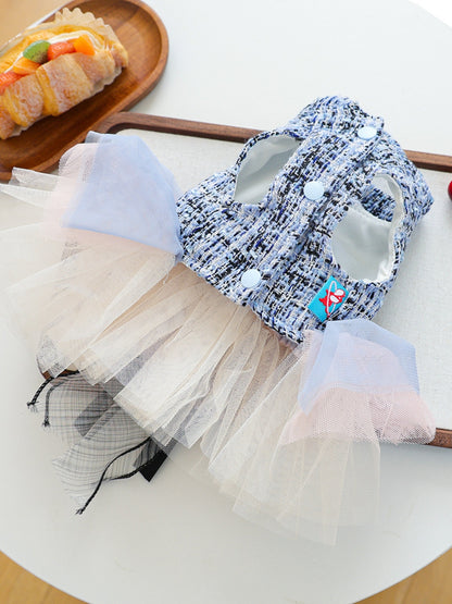 Tweed Pet Dress with Ruffle – Tiered Bow-Detail Dress for Dogs & Cats – view 11
