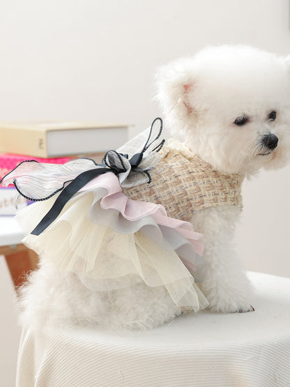 Tweed Pet Dress with Ruffle – Tiered Bow-Detail Dress for Dogs & Cats – view 13