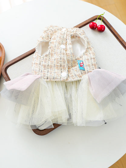 Tweed Pet Dress with Ruffle – Tiered Bow-Detail Dress for Dogs & Cats – view 14
