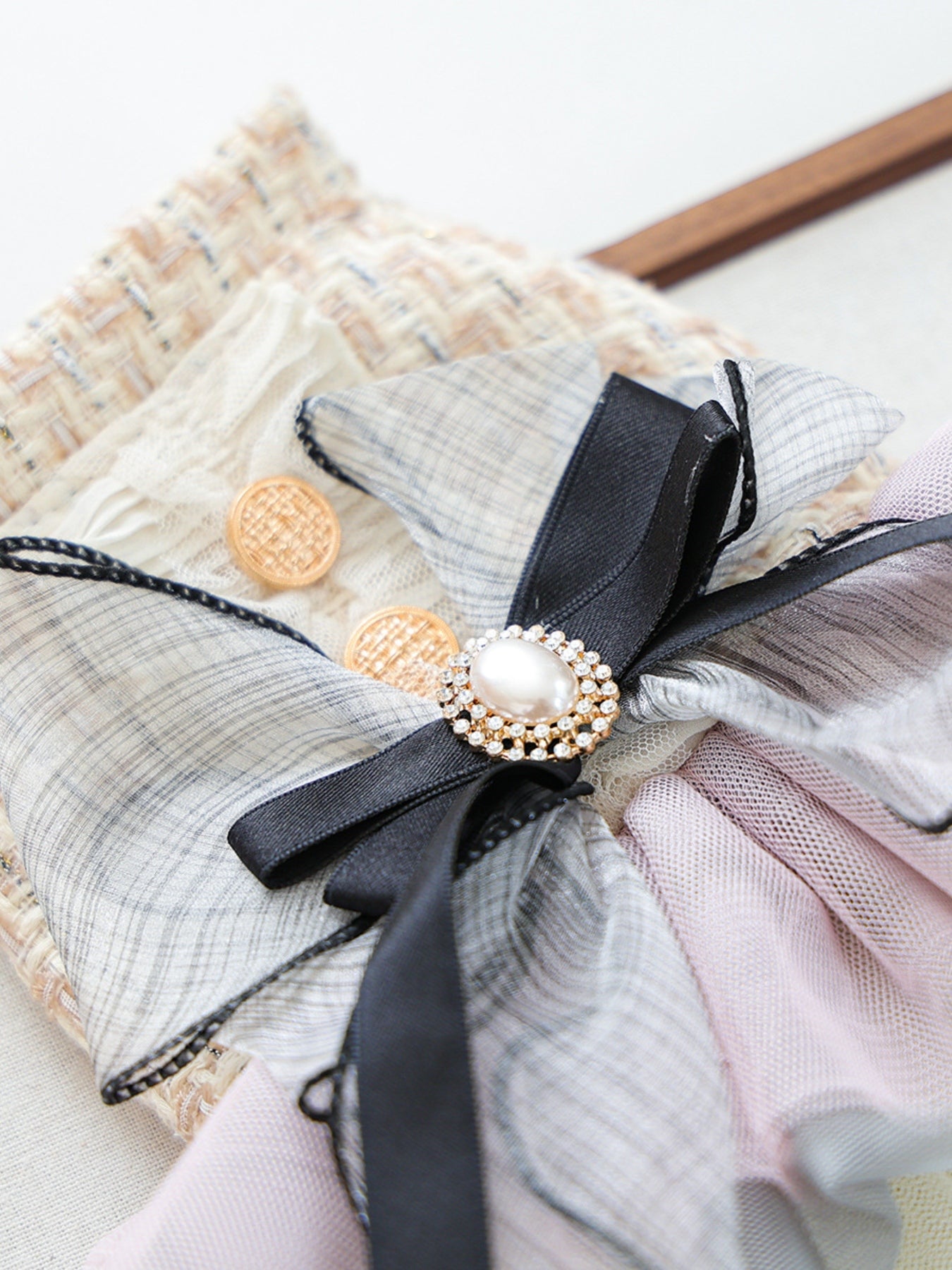Tweed Pet Dress with Ruffle – Tiered Bow-Detail Dress for Dogs & Cats – view 16