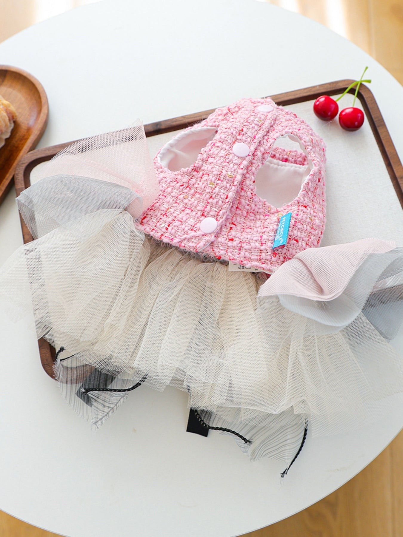 Tweed Pet Dress with Ruffle – Tiered Bow-Detail Dress for Dogs & Cats – view 5