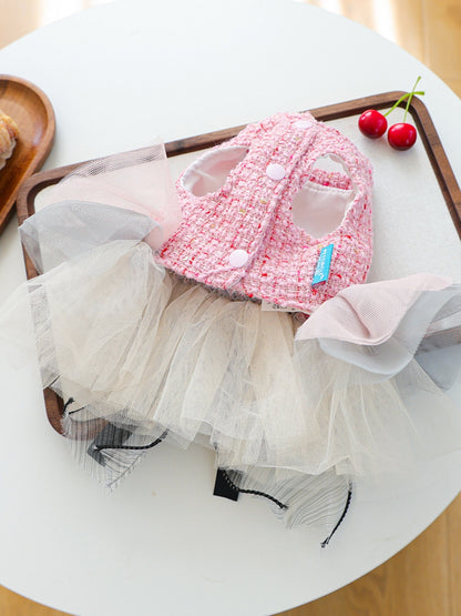 Tweed Pet Dress with Ruffle – Tiered Bow-Detail Dress for Dogs & Cats – view 5