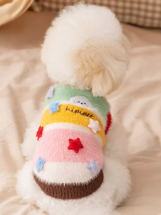 Warm knitted pet sweater, soft stretch pullover for dogs and cats