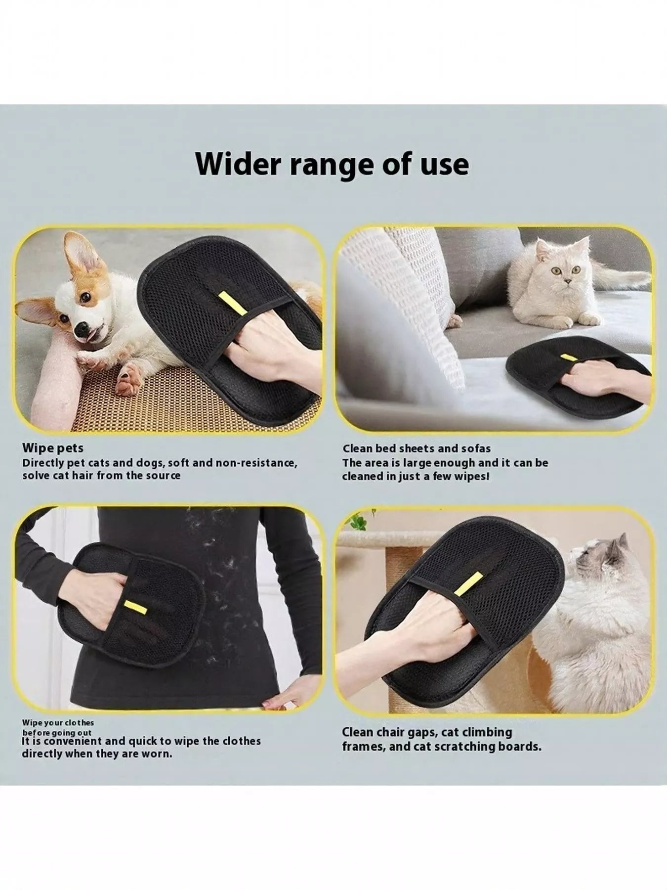 Washable Reusable Glove-Shaped Pet Hair Remover – Grooming Mitt for Dogs & Cats – view 2