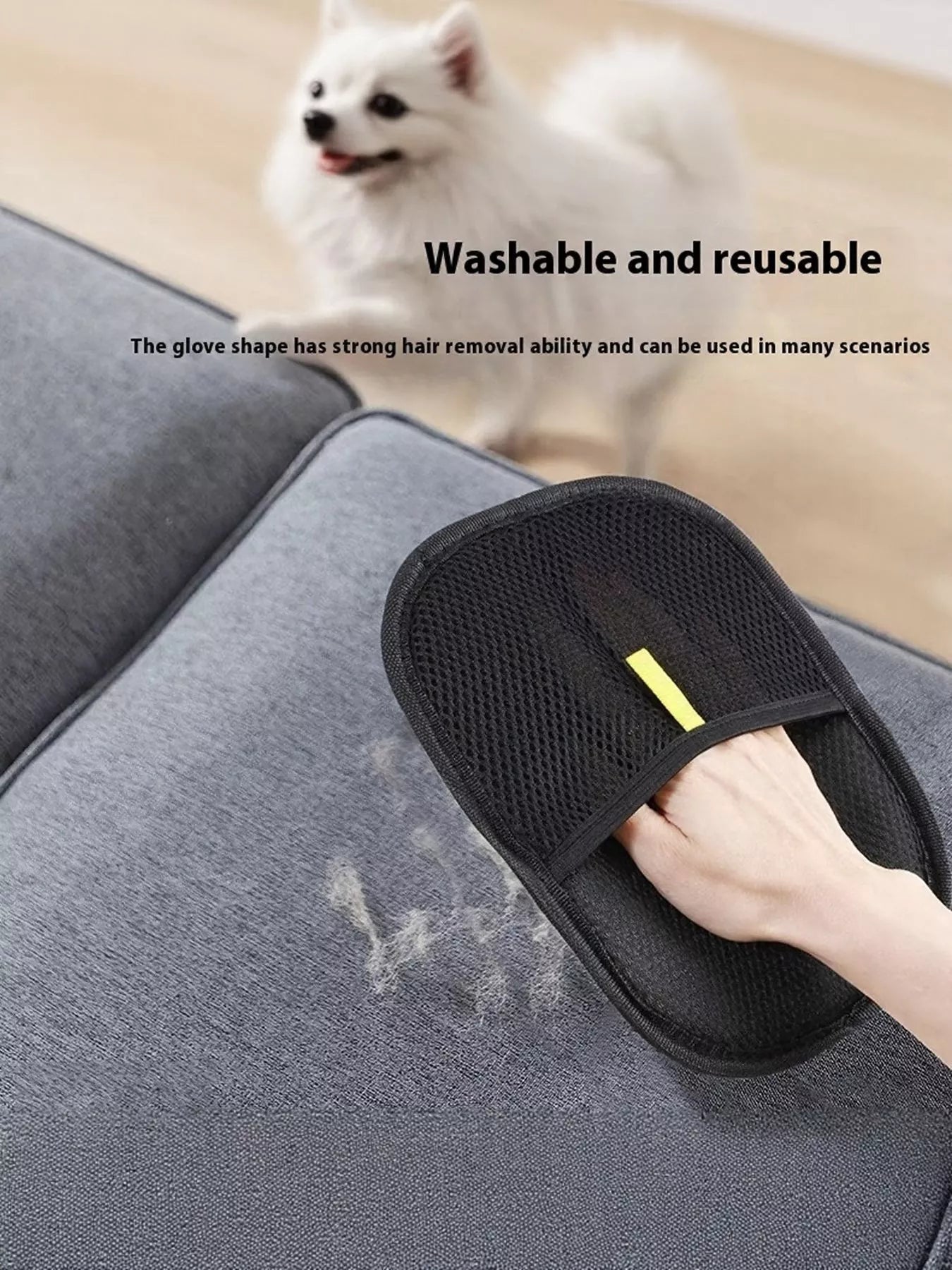Washable reusable glove-shaped pet hair remover grooming mitt for dogs and cats